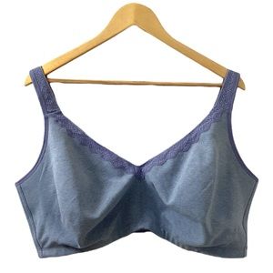 ti Voglio Eva Cotton Wirefree Bra Blue Purple Plus Size Women's 48G